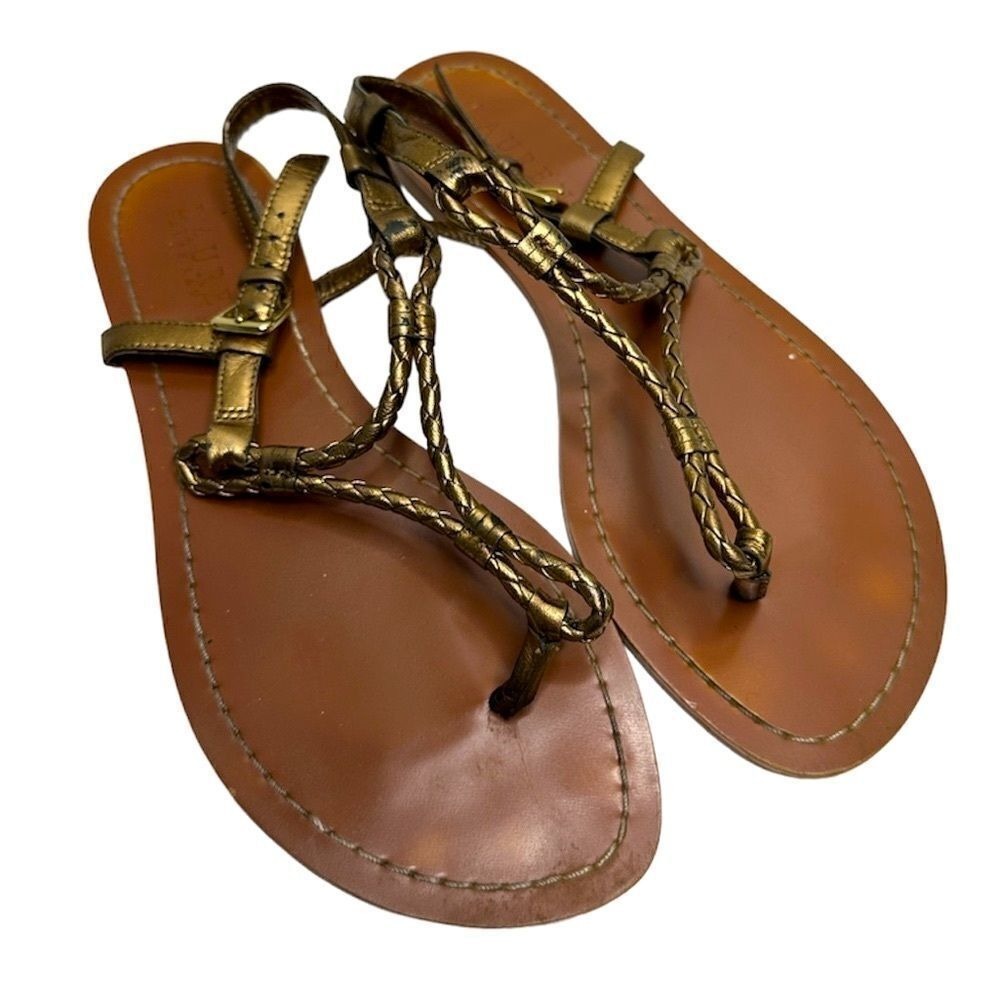 Lauren Ralph Lauren Metallic Bronze Braided Strappy Thong Sandals Size 6B